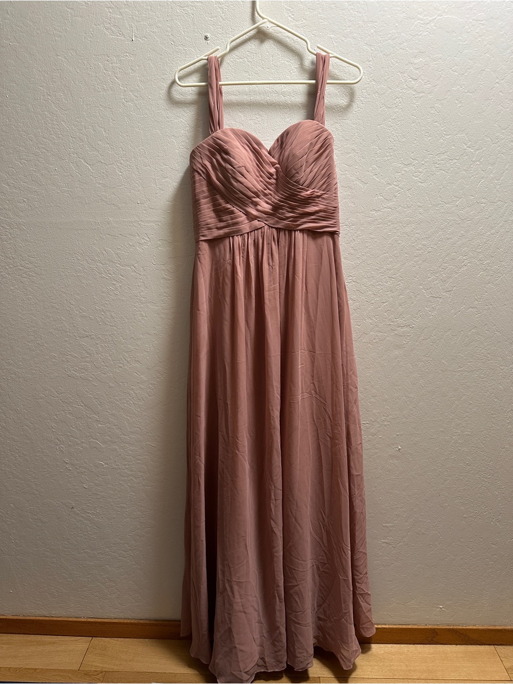 Convertible Strapless Dusty Rose Chiffon Bridesmaid Dress w Adjustable Corset
